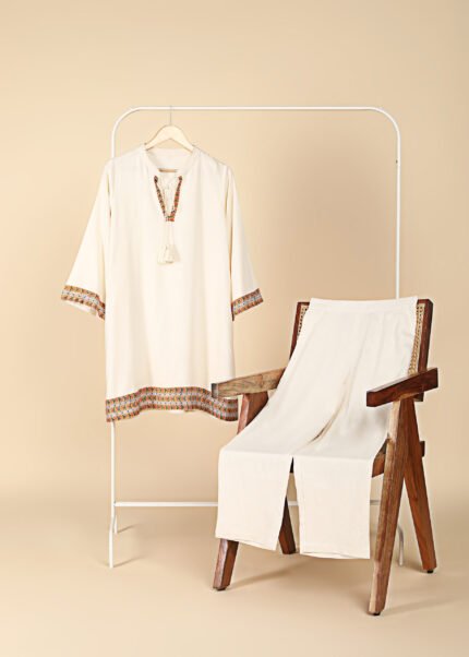 Ethnic Co-ord set (White)