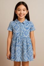 Aelora “Blue Belle” Collared Cotton Dress