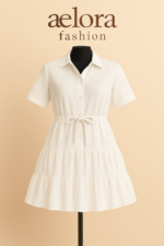 White Bloom Shirt Dress (white)