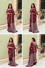 JALTHER Handicrafts Women's Ikat Hand Block Print Jaipuri Cotton Mulmul Saree with Blouse Piece - Image 2